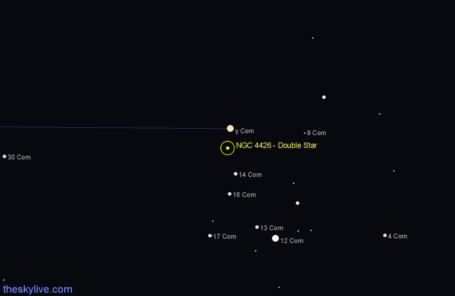 Finder chart NGC 4426 - Double Star in Coma Berenices star