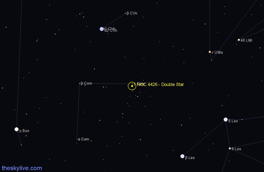 Finder chart NGC 4426 - Double Star in Coma Berenices star