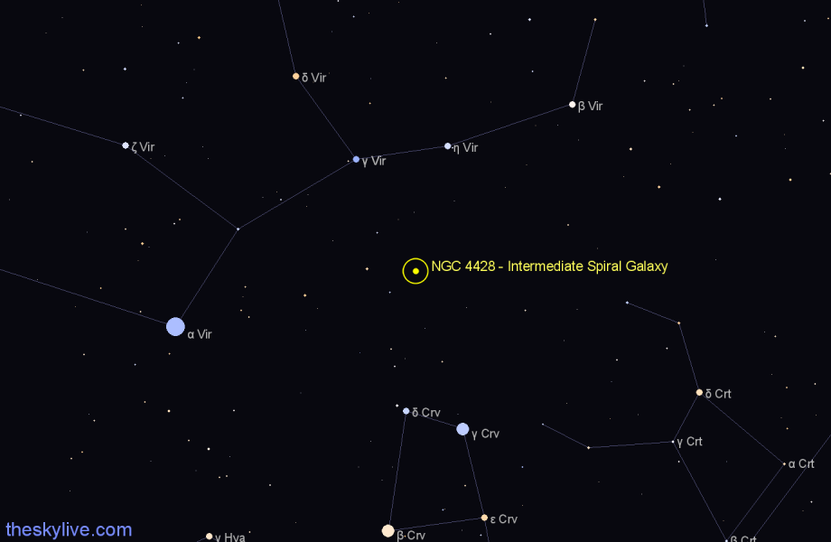 Finder chart NGC 4428 - Intermediate Spiral Galaxy in Virgo star