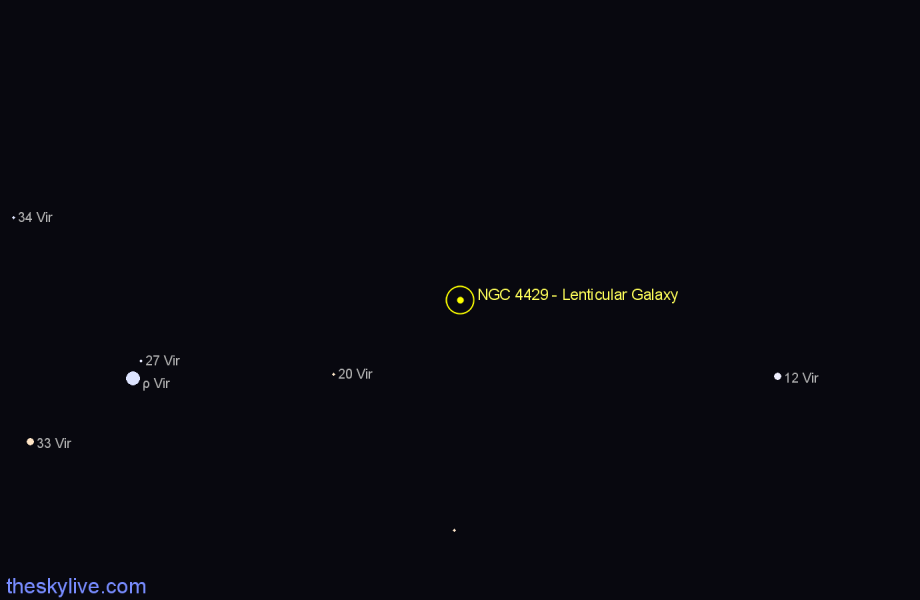 Finder chart NGC 4429 - Lenticular Galaxy in Virgo star