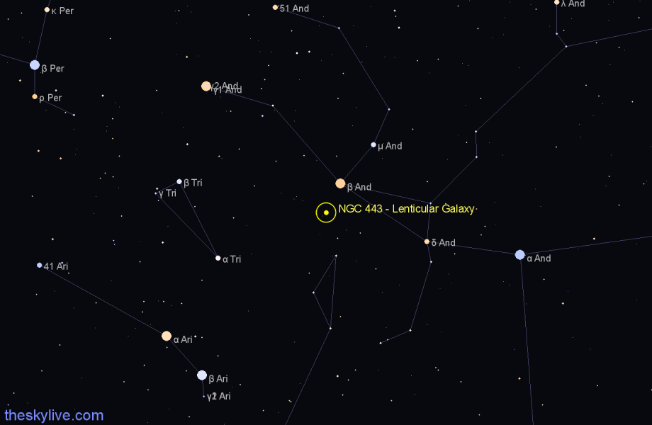 Finder chart NGC 443 - Lenticular Galaxy in Pisces star