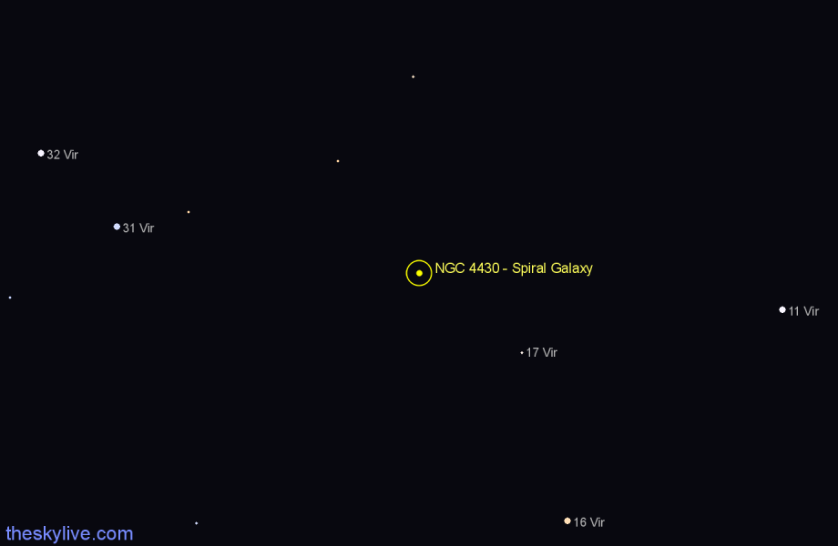 Finder chart NGC 4430 - Spiral Galaxy in Virgo star