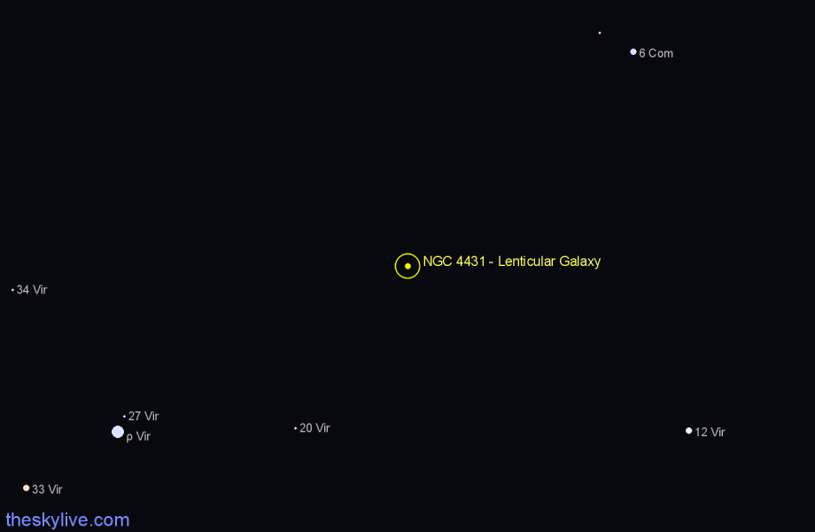 Finder chart NGC 4431 - Lenticular Galaxy in Virgo star