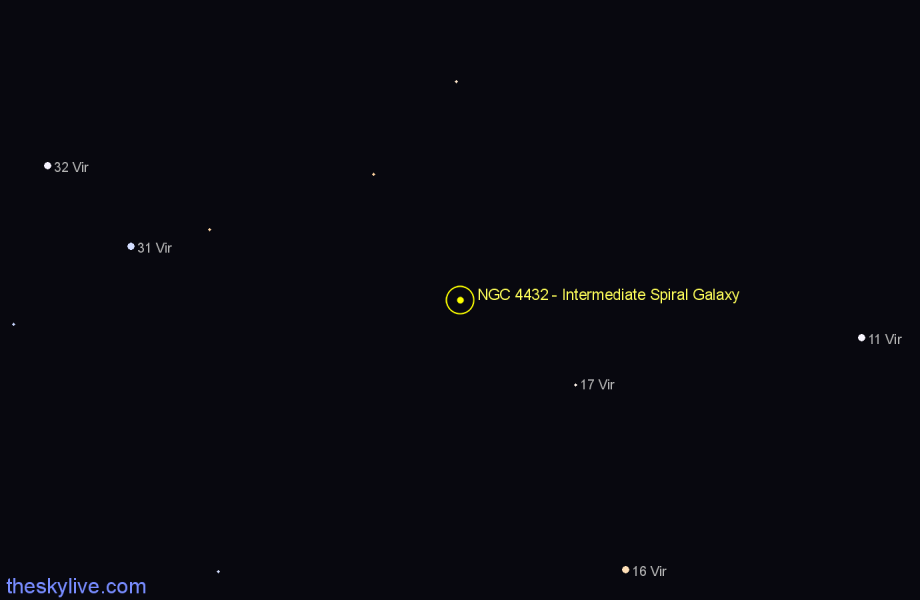 Finder chart NGC 4432 - Intermediate Spiral Galaxy in Virgo star