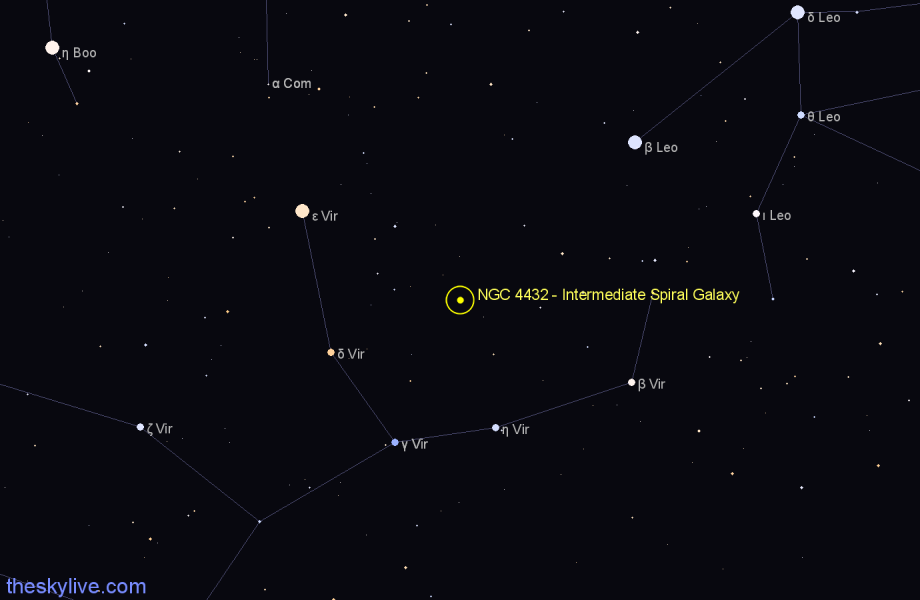 Finder chart NGC 4432 - Intermediate Spiral Galaxy in Virgo star