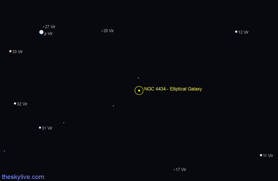 Finder chart NGC 4434 - Elliptical Galaxy in Virgo star