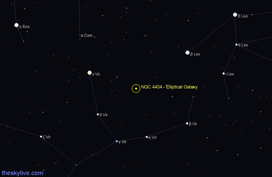 Finder chart NGC 4434 - Elliptical Galaxy in Virgo star