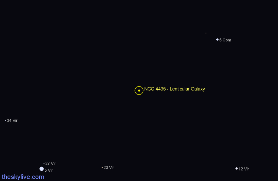 Finder chart NGC 4435 - Lenticular Galaxy in Virgo star