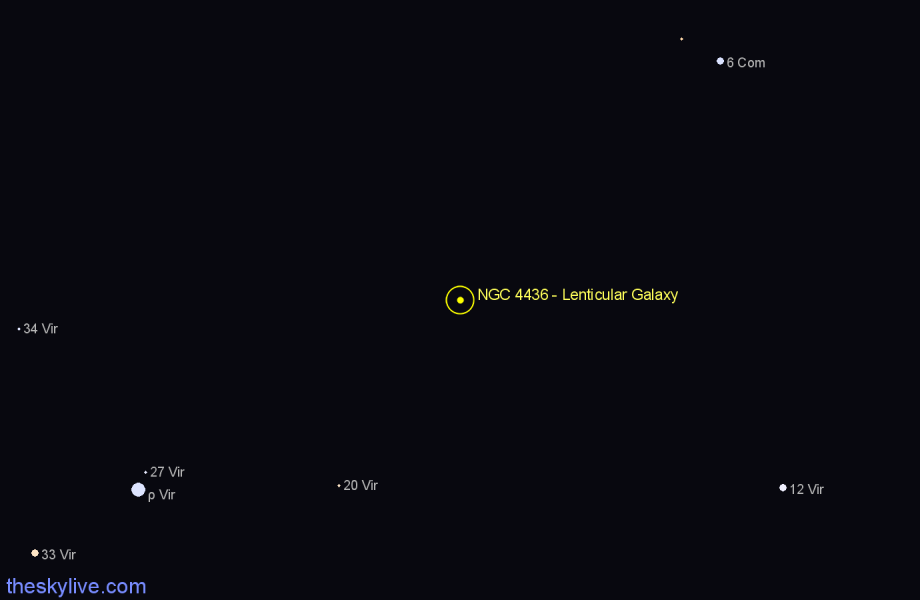 Finder chart NGC 4436 - Lenticular Galaxy in Virgo star