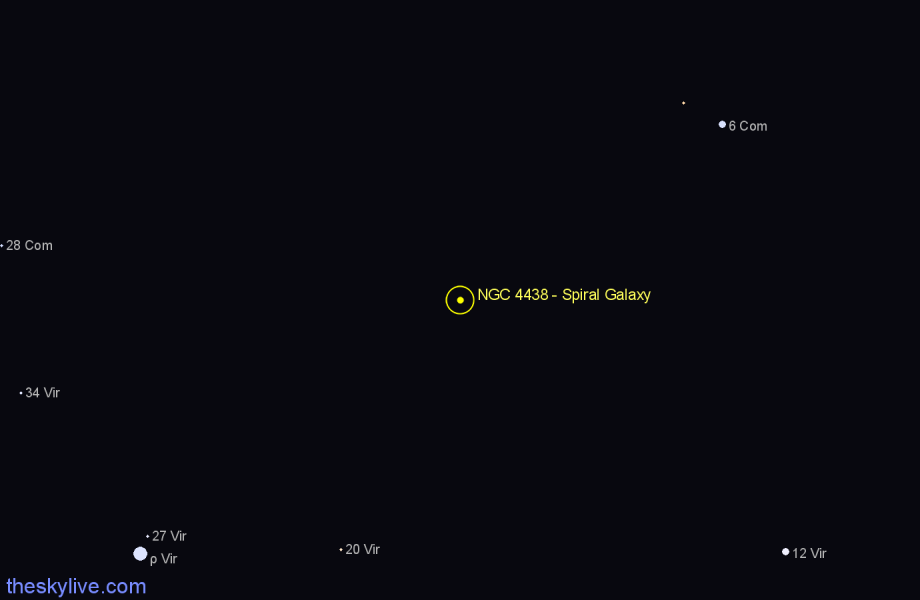 Finder chart NGC 4438 - Spiral Galaxy in Virgo star