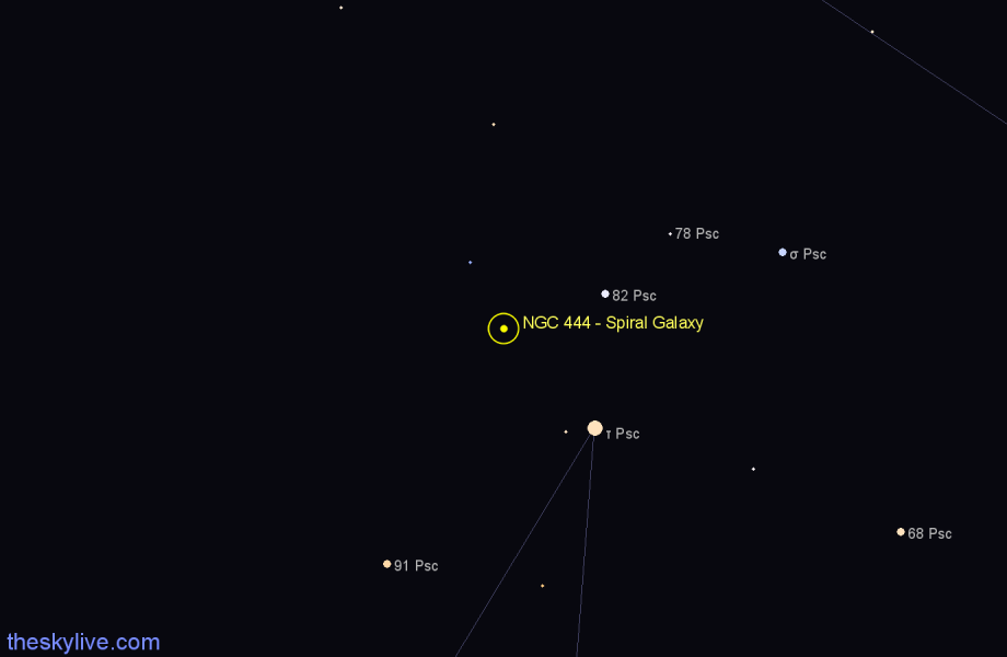 Finder chart NGC 444 - Spiral Galaxy in Pisces star