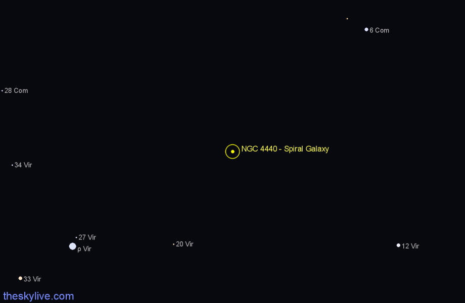 Finder chart NGC 4440 - Spiral Galaxy in Virgo star