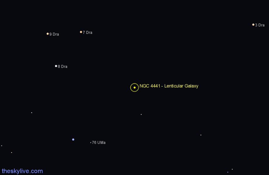 Finder chart NGC 4441 - Lenticular Galaxy in Draco star