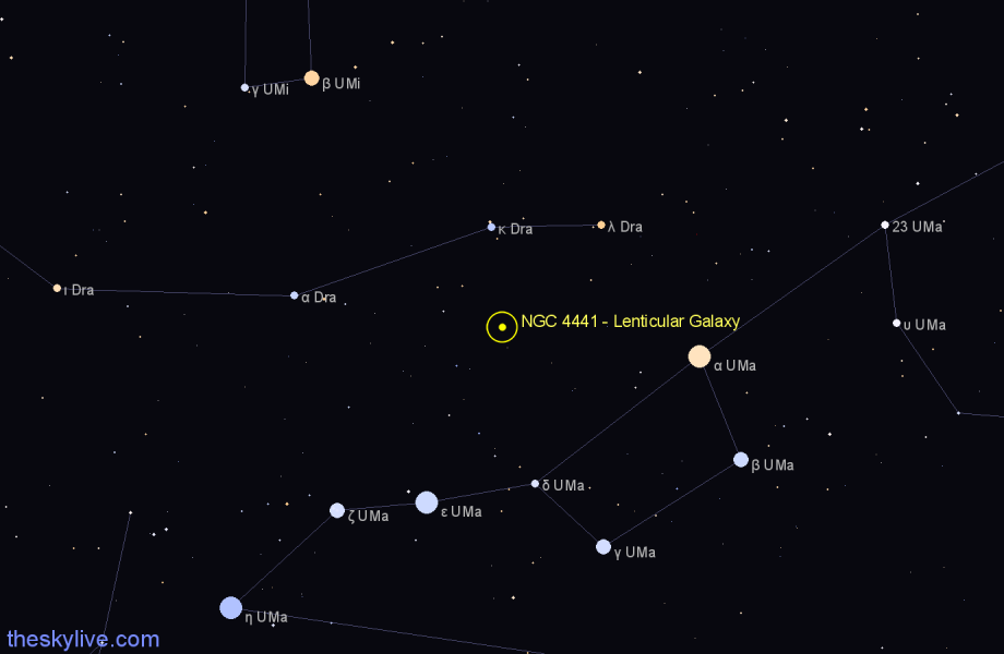 Finder chart NGC 4441 - Lenticular Galaxy in Draco star