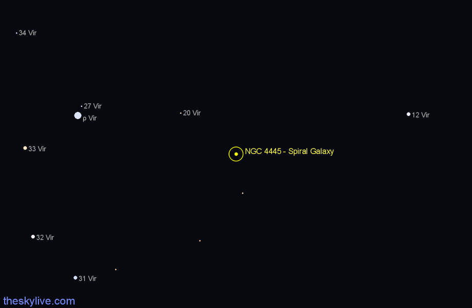 Finder chart NGC 4445 - Spiral Galaxy in Virgo star