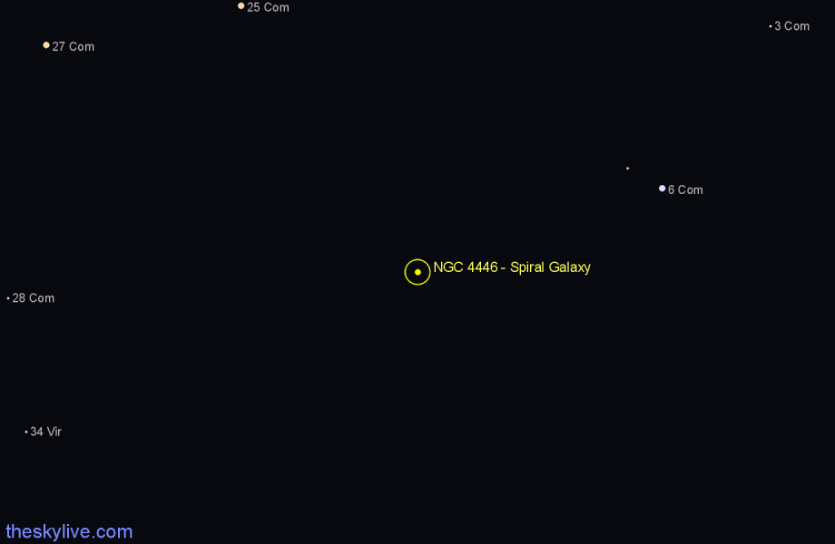 Finder chart NGC 4446 - Spiral Galaxy in Coma Berenices star