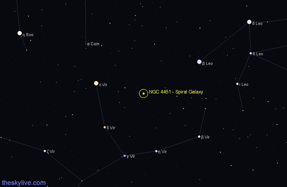 Finder chart NGC 4451 - Spiral Galaxy in Virgo star
