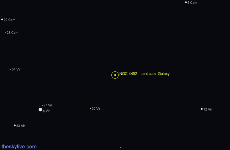 Finder chart NGC 4452 - Lenticular Galaxy in Virgo star