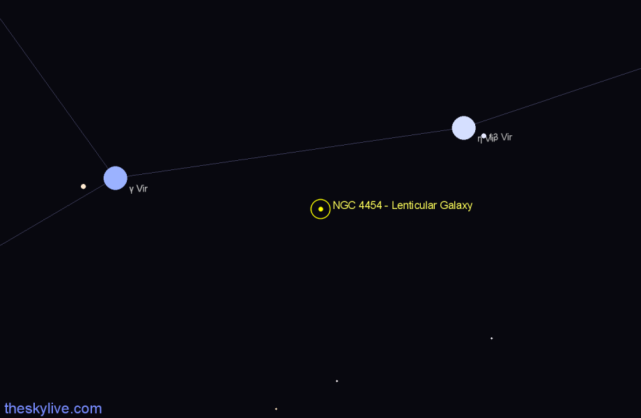 Finder chart NGC 4454 - Lenticular Galaxy in Virgo star