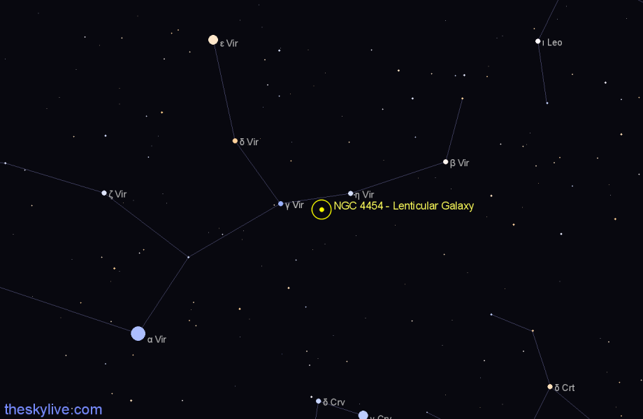 Finder chart NGC 4454 - Lenticular Galaxy in Virgo star