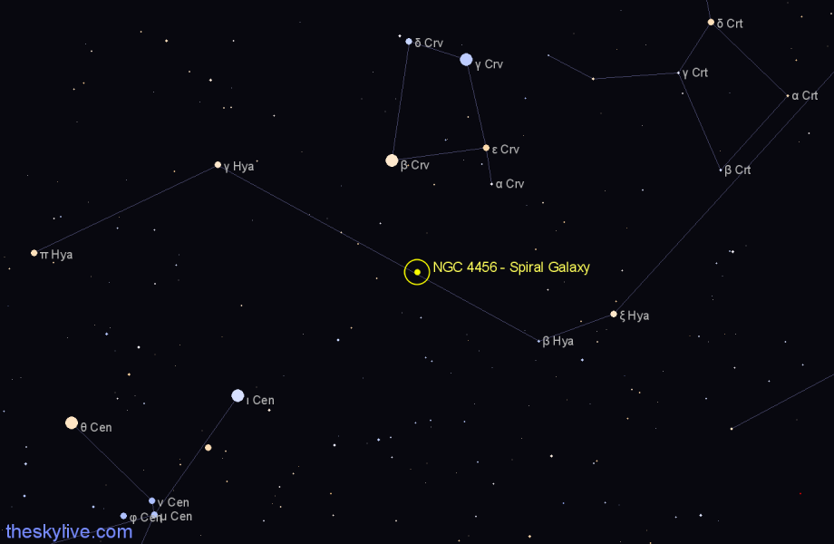 Finder chart NGC 4456 - Spiral Galaxy in Hydra star