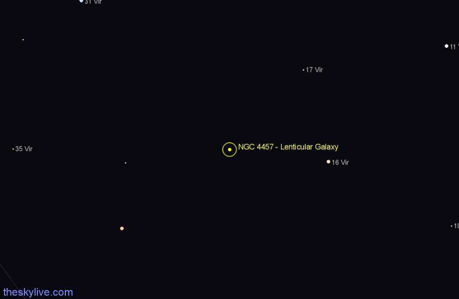 Finder chart NGC 4457 - Lenticular Galaxy in Virgo star