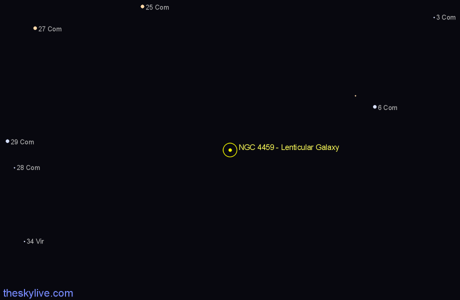 Finder chart NGC 4459 - Lenticular Galaxy in Coma Berenices star