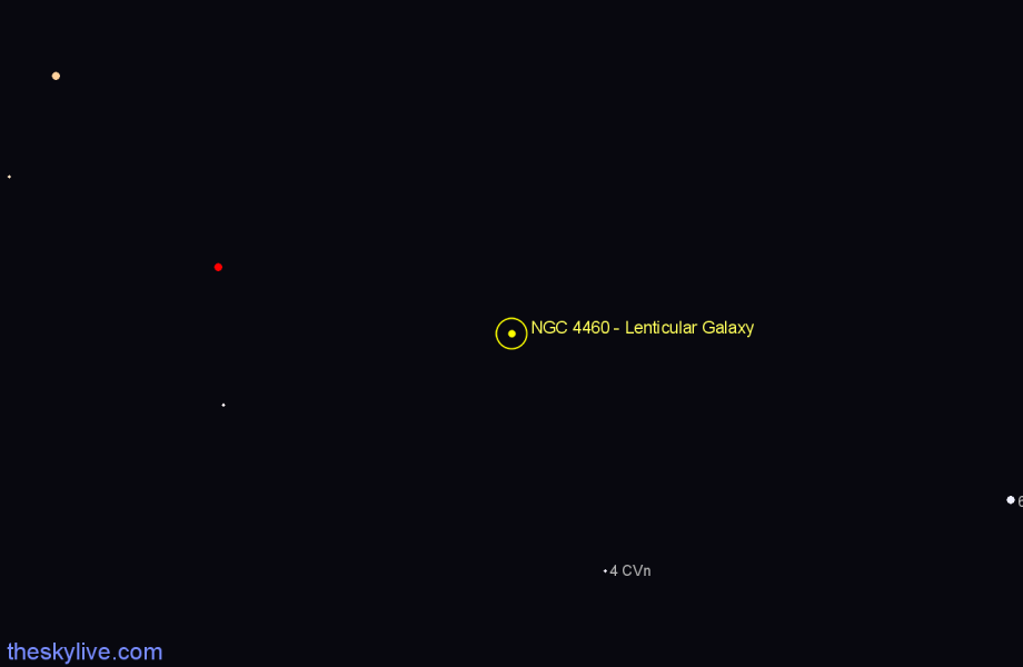 Finder chart NGC 4460 - Lenticular Galaxy in Canes Venatici star