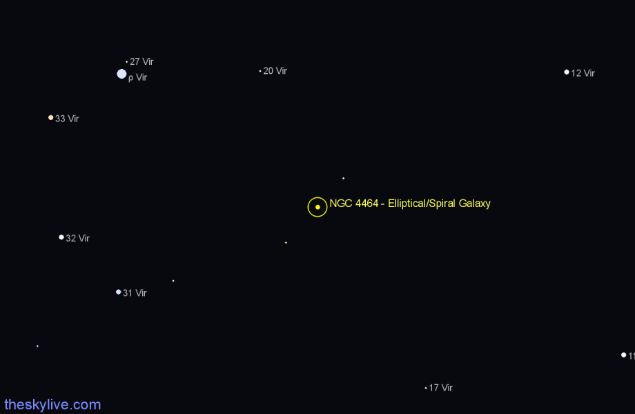 Finder chart NGC 4464 - Elliptical/Spiral Galaxy in Virgo star