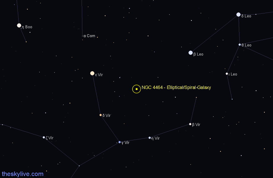 Finder chart NGC 4464 - Elliptical/Spiral Galaxy in Virgo star