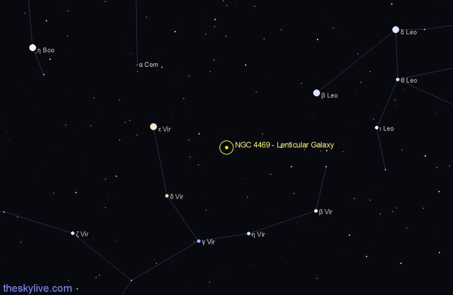 Finder chart NGC 4469 - Lenticular Galaxy in Virgo star