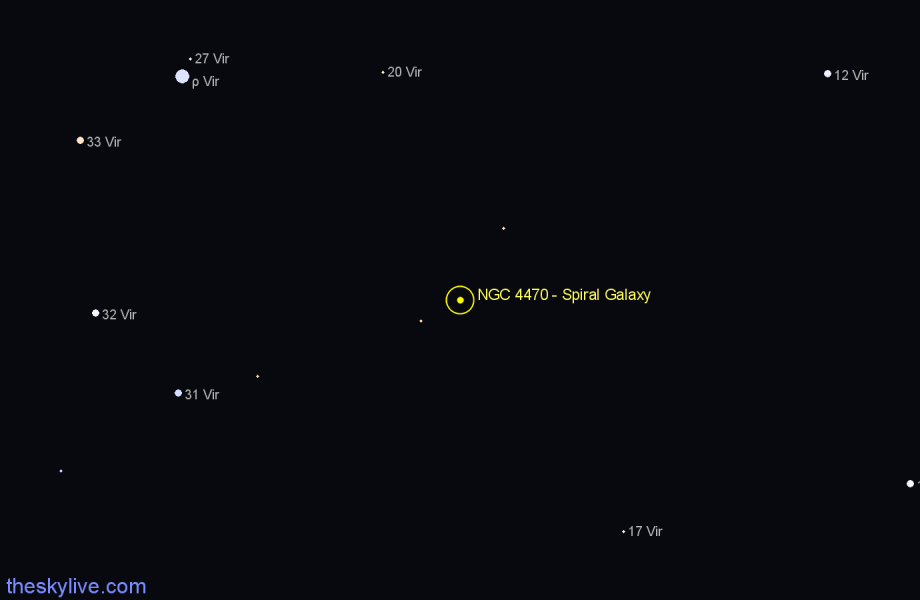 Finder chart NGC 4470 - Spiral Galaxy in Virgo star