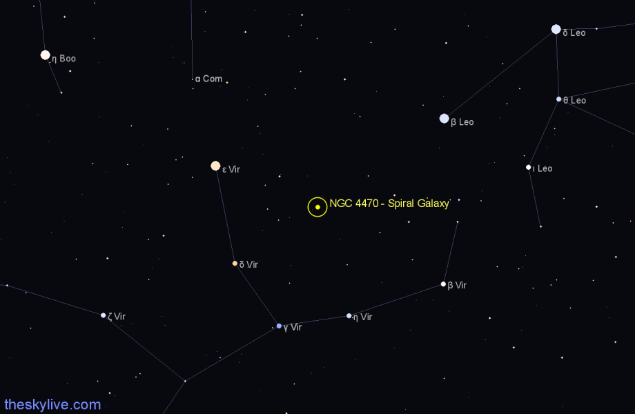 Finder chart NGC 4470 - Spiral Galaxy in Virgo star