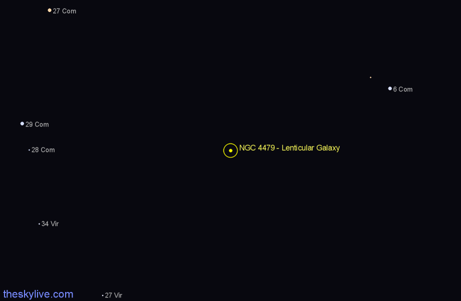 Finder chart NGC 4479 - Lenticular Galaxy in Coma Berenices star