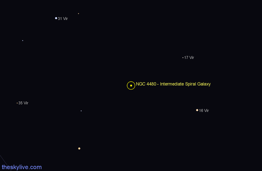 Finder chart NGC 4480 - Intermediate Spiral Galaxy in Virgo star