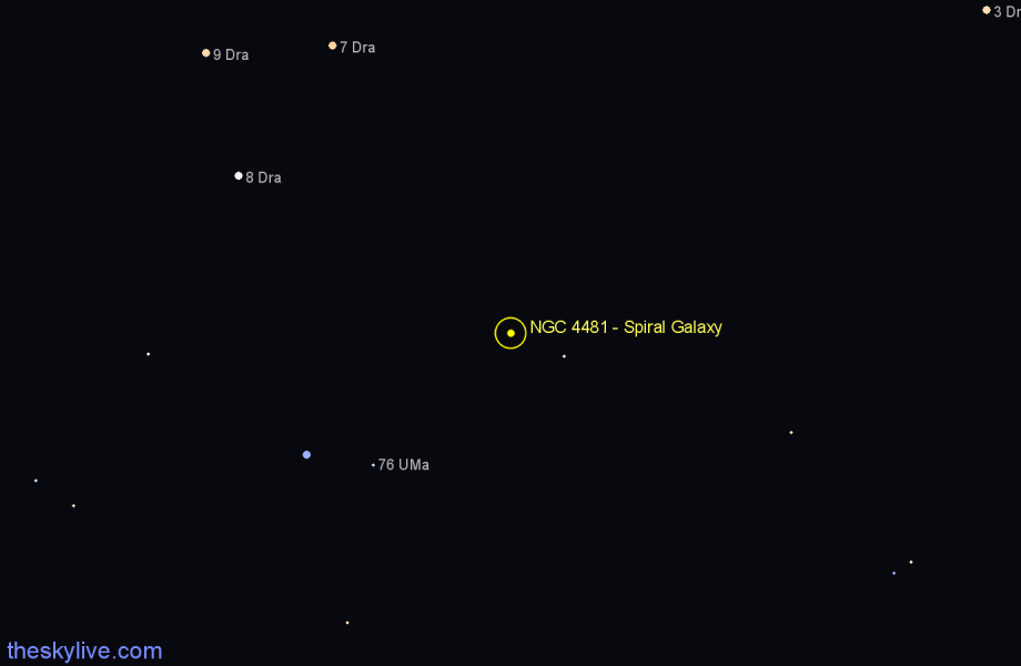 Finder chart NGC 4481 - Spiral Galaxy in Draco star