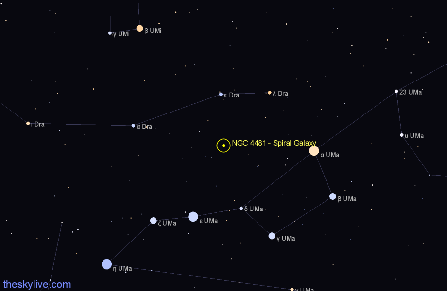 Finder chart NGC 4481 - Spiral Galaxy in Draco star