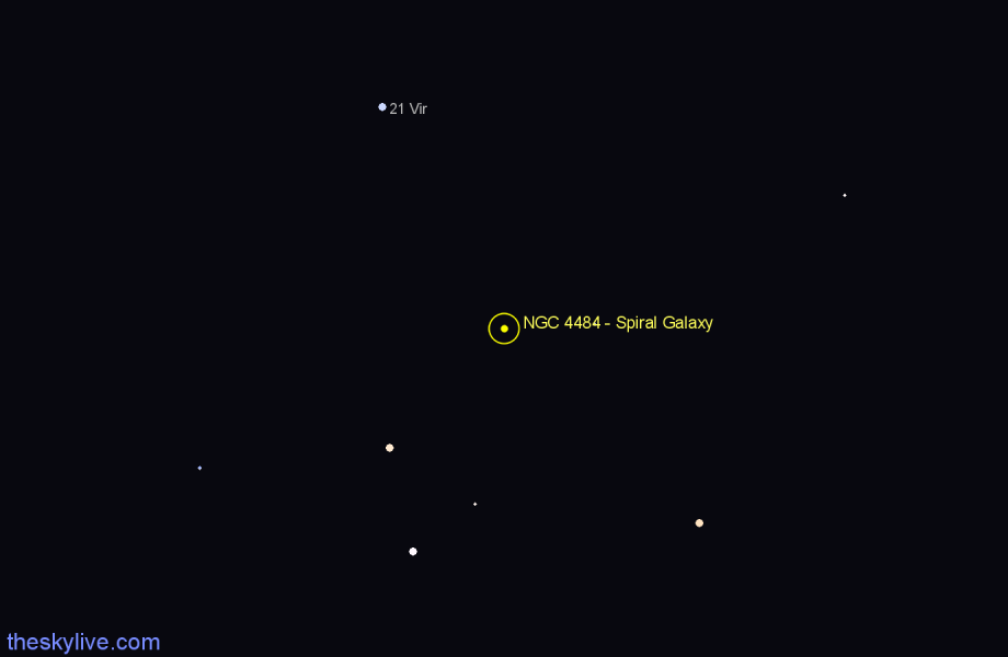 Finder chart NGC 4484 - Spiral Galaxy in Corvus star