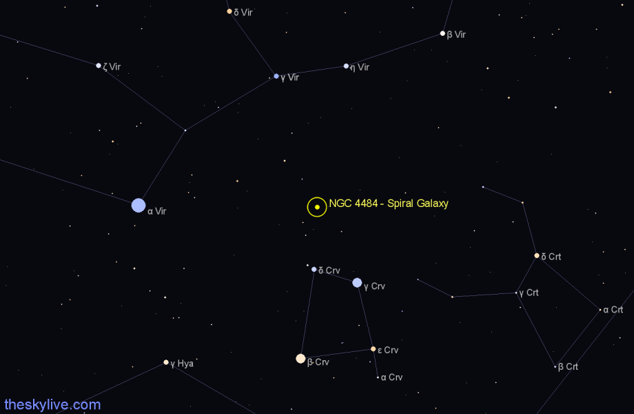 Finder chart NGC 4484 - Spiral Galaxy in Corvus star