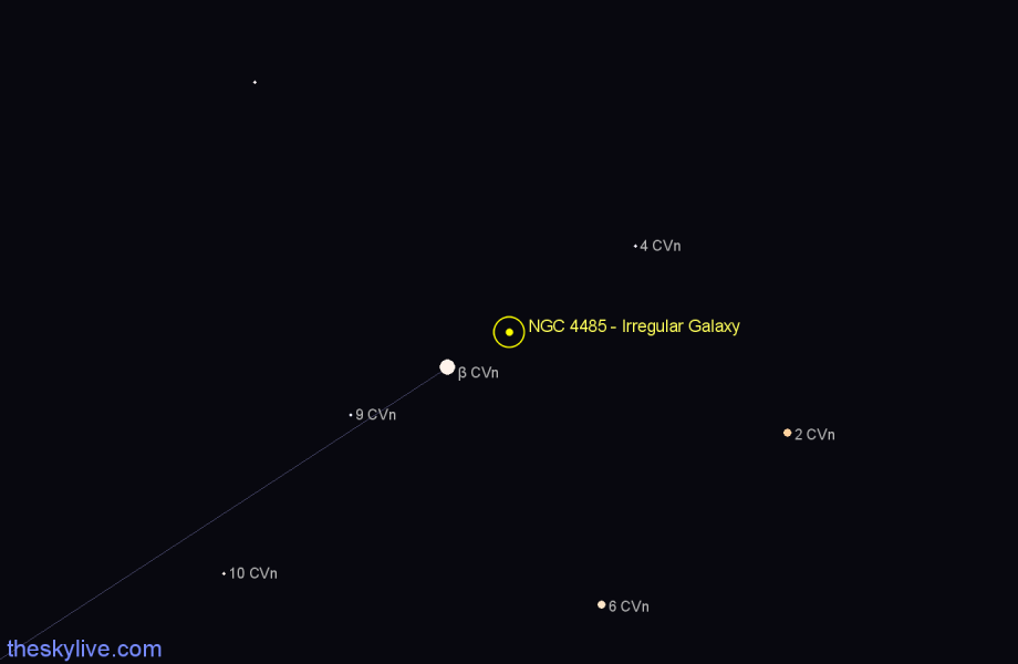 Finder chart NGC 4485 - Irregular Galaxy in Canes Venatici star