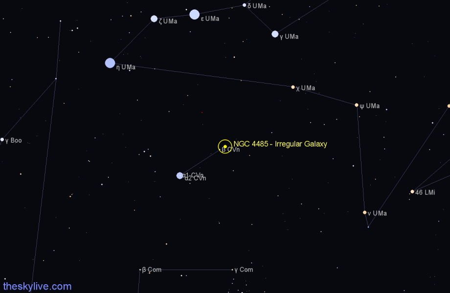 Finder chart NGC 4485 - Irregular Galaxy in Canes Venatici star