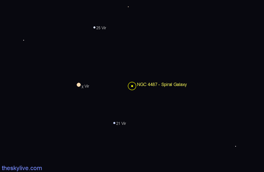 Finder chart NGC 4487 - Spiral Galaxy in Virgo star