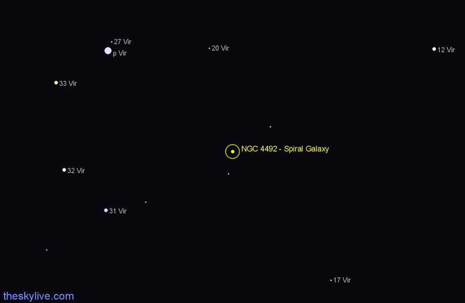 Finder chart NGC 4492 - Spiral Galaxy in Virgo star