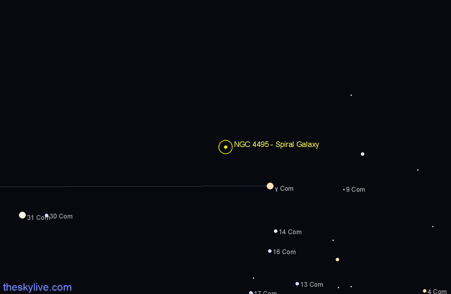 Finder chart NGC 4495 - Spiral Galaxy in Coma Berenices star