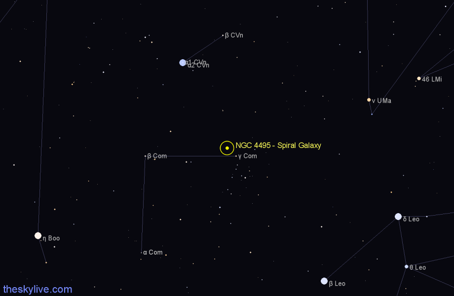 Finder chart NGC 4495 - Spiral Galaxy in Coma Berenices star