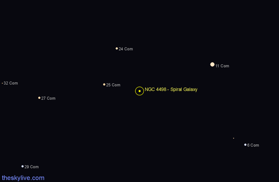 Finder chart NGC 4498 - Spiral Galaxy in Coma Berenices star