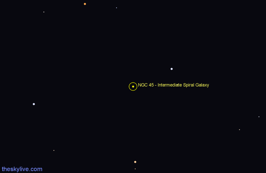 Finder chart NGC 45 - Intermediate Spiral Galaxy in Cetus star