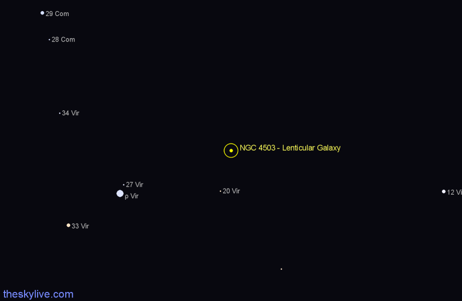 Finder chart NGC 4503 - Lenticular Galaxy in Virgo star