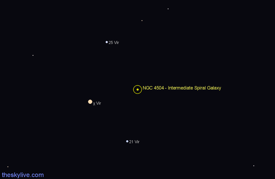 Finder chart NGC 4504 - Intermediate Spiral Galaxy in Virgo star