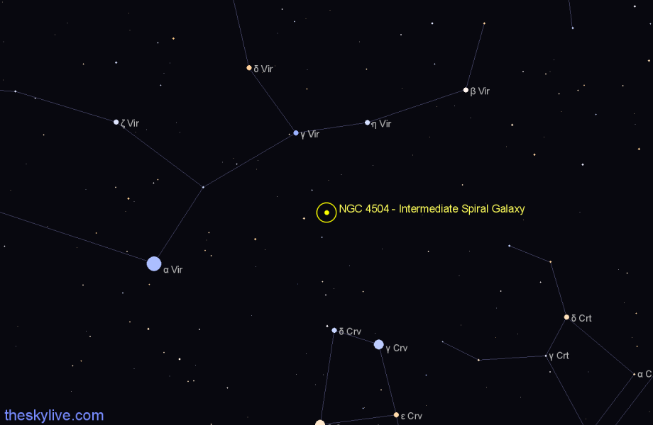 Finder chart NGC 4504 - Intermediate Spiral Galaxy in Virgo star